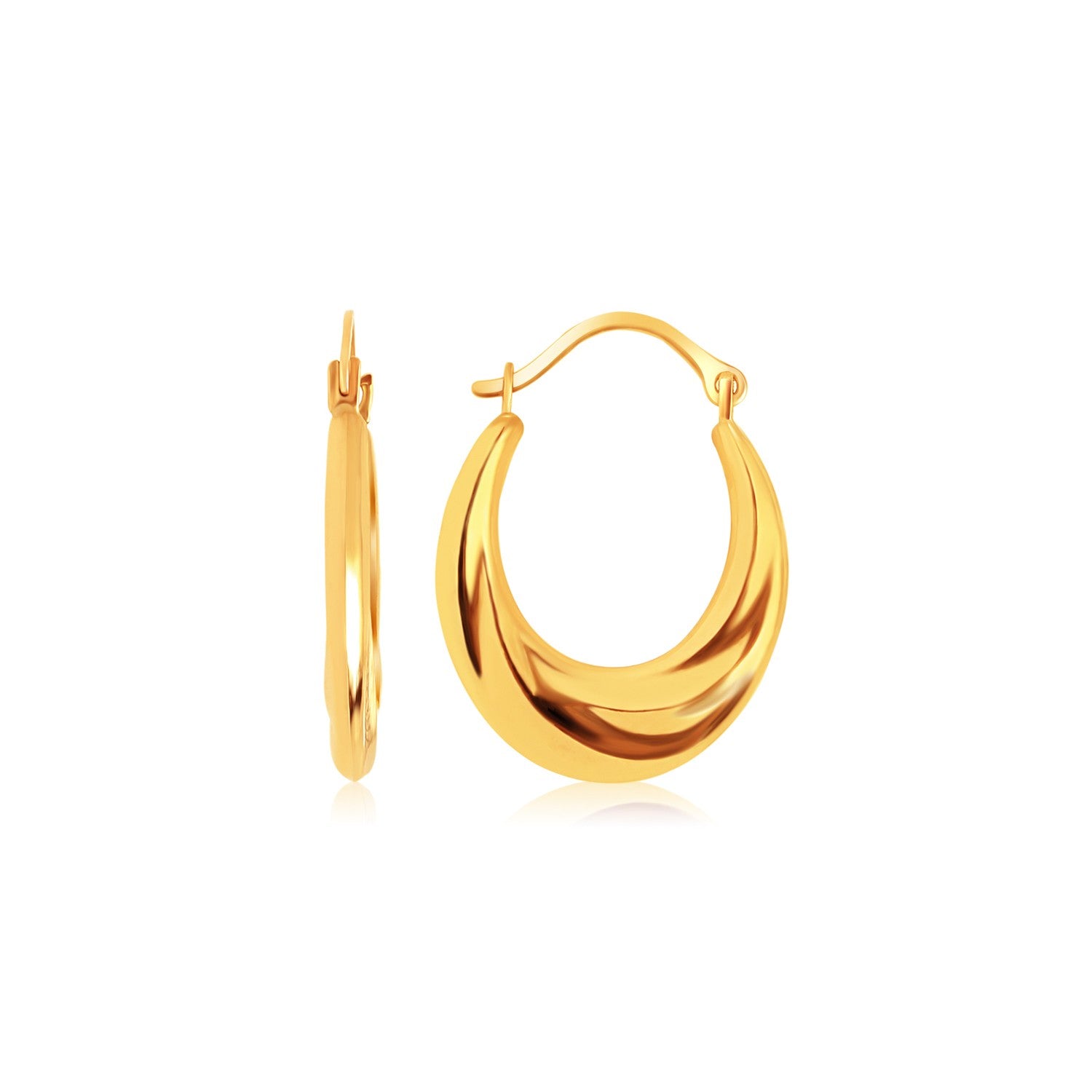 Yellow Gold 14k Graduated Oval Hoop Earrings in Snap Lock