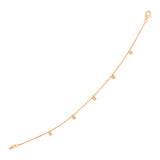 Rose Gold 14k 7 inch Bracelet with Petite Diamond Charms in Lobster Claw Lock
