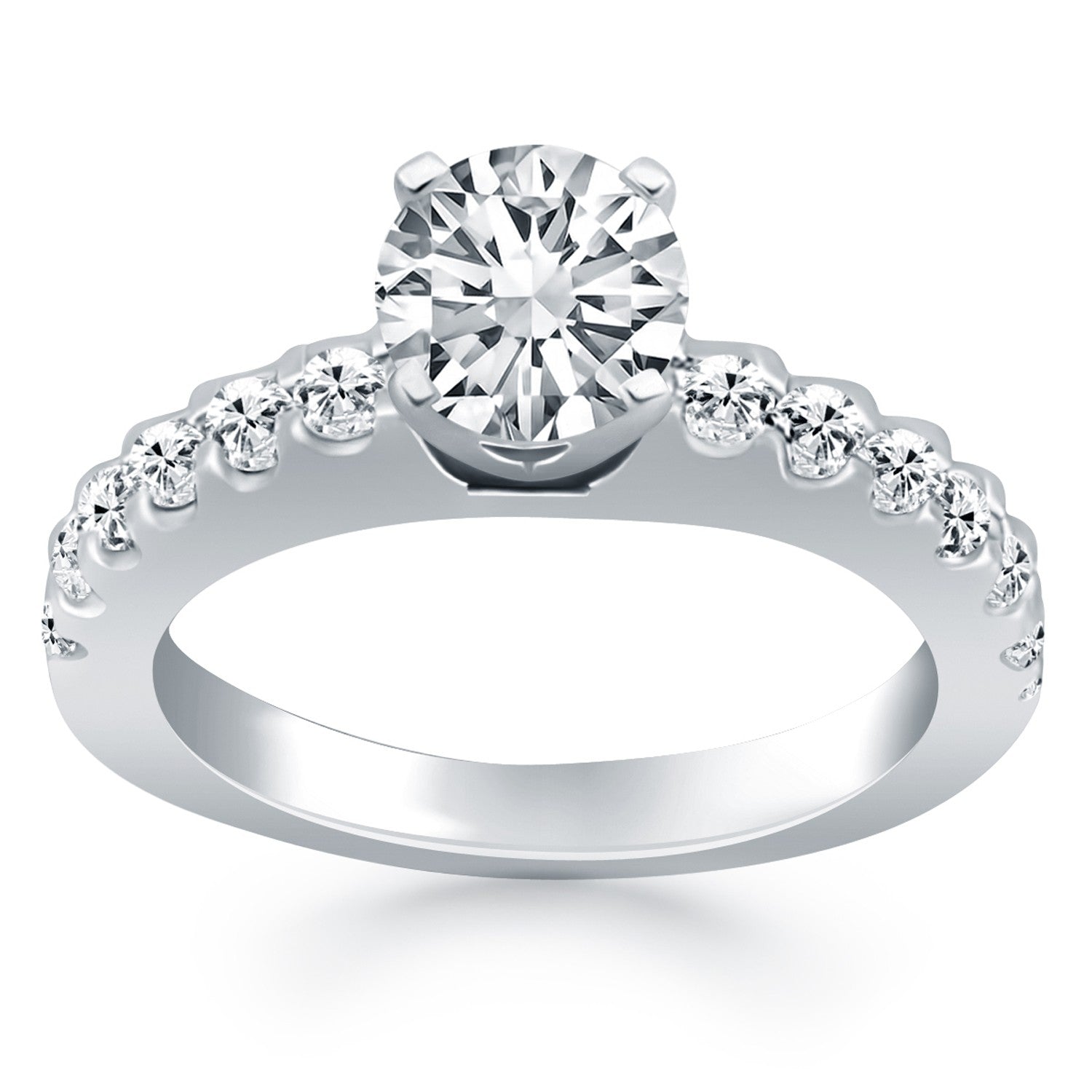 White Gold 14k Diamond Micro Prong Cathedral Engagement Ring Ideal Any Ocassions