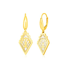 Load image into Gallery viewer, Yellow Gold 14k Art Deco Earrings with Mother of Pearl Inlay in Pushback Clasps