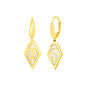 Yellow Gold 14k Art Deco Earrings with Mother of Pearl Inlay in Pushback Clasps