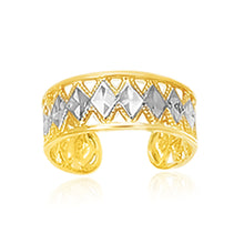 Load image into Gallery viewer, Two-Tone Gold 14k Stunning Cuff Type Cut-Out Toe Ring with Diamond Design