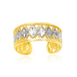 Two-Tone Gold 14k Stunning Cuff Type Cut-Out Toe Ring with Diamond Design