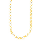 Two-Tone Gold 14k Multi-Textured Oval Link Fancy Necklace in Lobster Claw Lock
