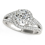 White Gold 14k Split Shank Halo Bypass Antique Diamond Engagement Ring 1 3/4 cttw