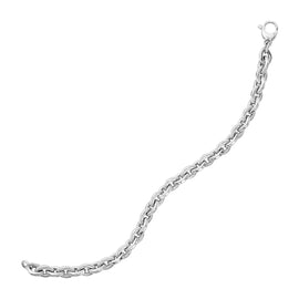 White Gold 14k 7 1/4 inch Rolo Chain Bracelet in Lobster Claw Lock