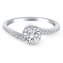 Load image into Gallery viewer, White Gold 14k Bypass Swirl Diamond Halo Engagement Ring Ideal Any Ocassions