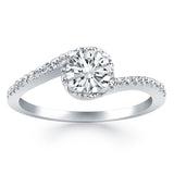 White Gold 14k Bypass Swirl Diamond Halo Engagement Ring Ideal Any Ocassions
