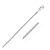 Sterling Silver 2.2mm Rhodium Plated Wheat Chain in Lobster Claw Lock