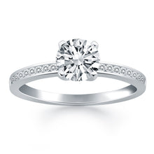 Load image into Gallery viewer, White Gold 14k Engagement Ring with Diamond Channel Set Band Ideal Any Ocassions