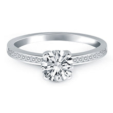 Load image into Gallery viewer, White Gold 14k Engagement Ring with Diamond Channel Set Band Ideal Any Ocassions