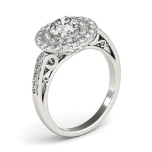 Load image into Gallery viewer, White Gold 14k Diamond with Two-Row Pave Border Engagement Ring 2 cttw Ideal Any Ocassions