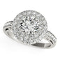 White Gold 14k Diamond with Two-Row Pave Border Engagement Ring 2 cttw Ideal Any Ocassions