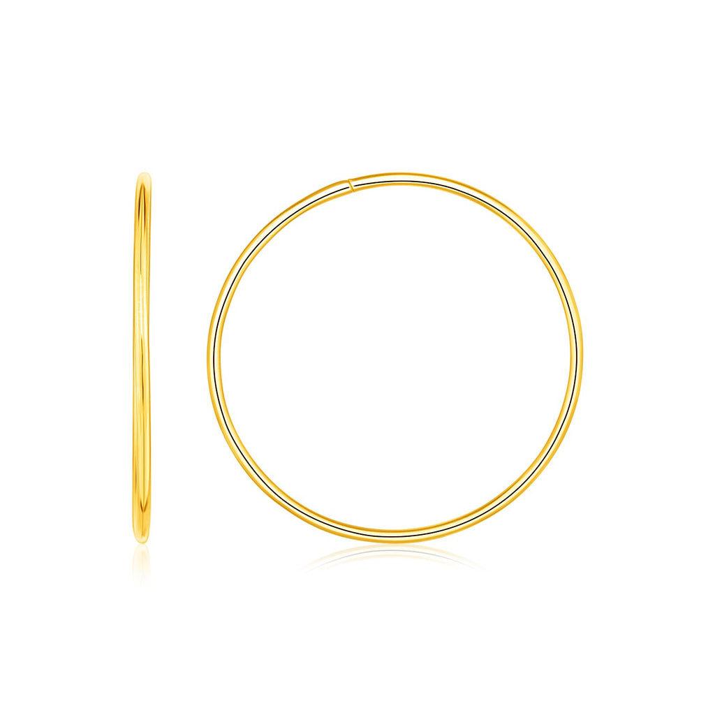 Yellow Gold 14k Crafted Endless Hoop Style Earrings Ideal for Any Ocassions