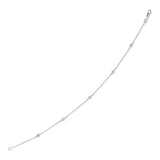 White Gold 14k 7 inch Bracelet with Petite Diamond Stations in Lobster Claw Lock