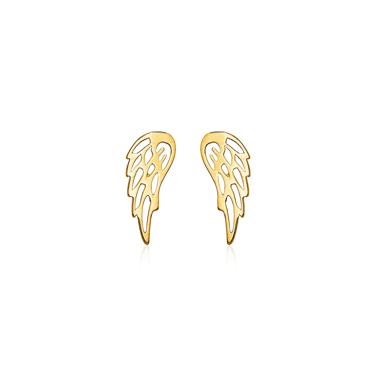 Yellow Gold 14k Polished Wing Post Earrings in Push Back Backing