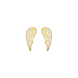 Yellow Gold 14k Polished Wing Post Earrings in Push Back Backing