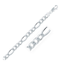 Load image into Gallery viewer, Rhodium Plated 8.1mm Sterling Silver Figaro Style Chain in Lobster Closure