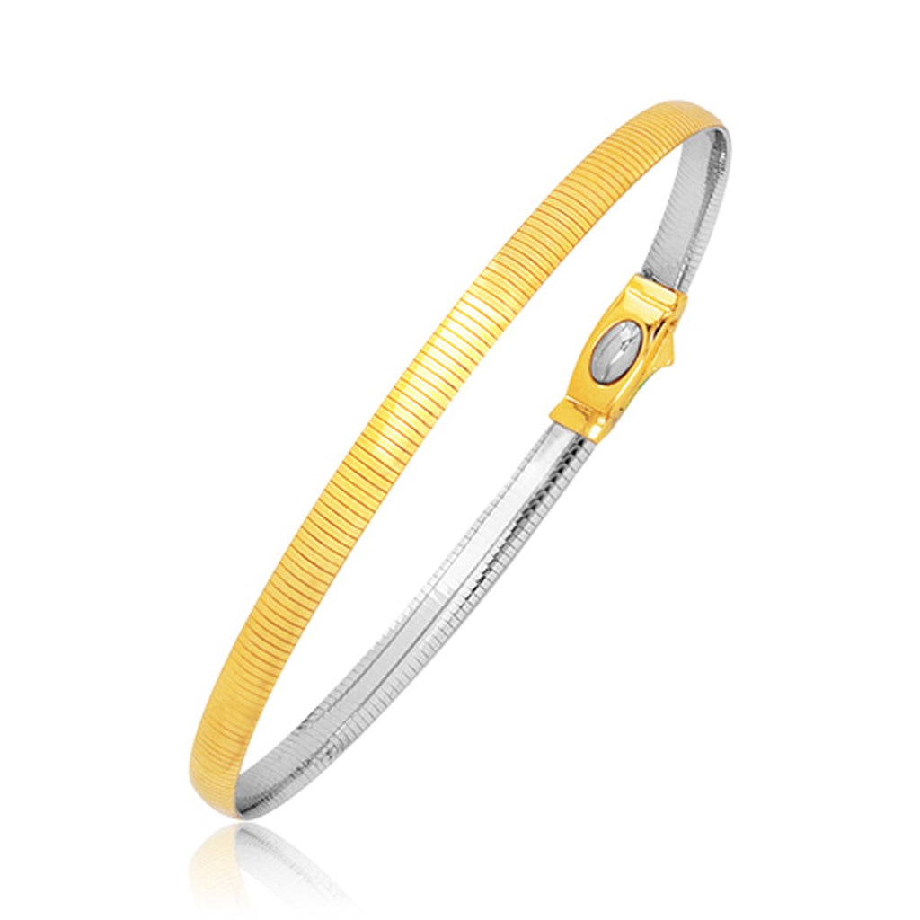 Two Tone Gold 14k 3.0 mm Reversible Omega in Push Button