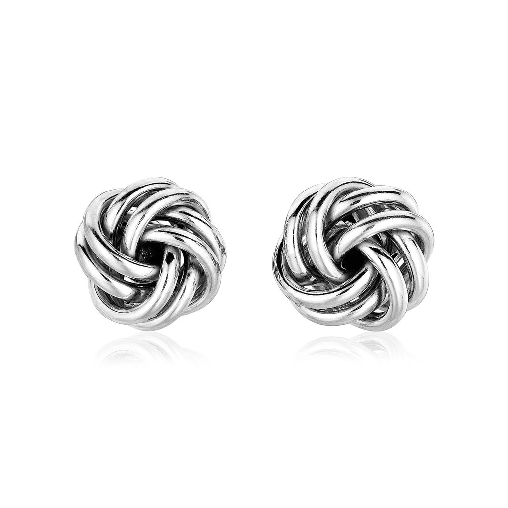 Sterling Silver Petite Two Strand Love Knot Earrings in Push Back Clasp