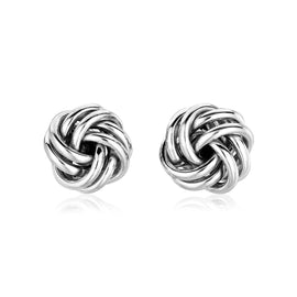Sterling Silver Petite Two Strand Love Knot Earrings in Push Back Clasp