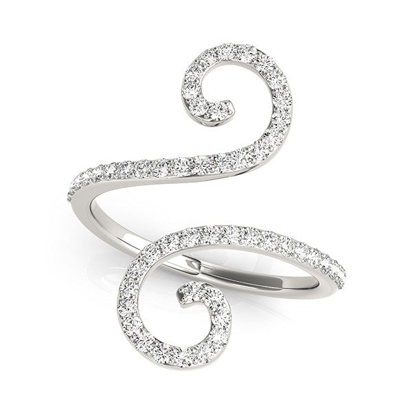 White Gold 14k Eye-Catching Diamond Open Flourish Style Ring 1/2 cttw