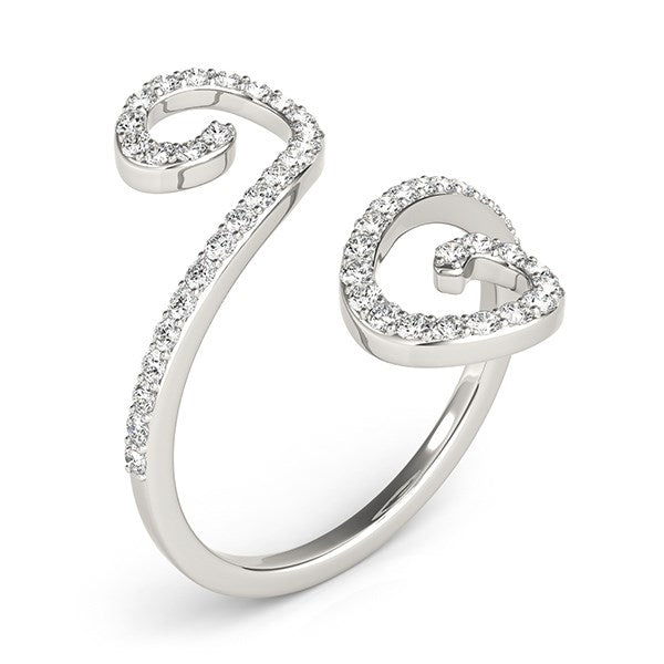 White Gold 14k Eye-Catching Diamond Open Flourish Style Ring 1/2 cttw