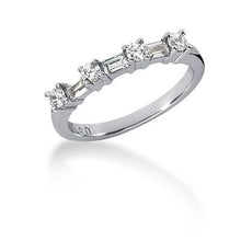 Load image into Gallery viewer, White Gold 14k Seven Crafted Diamond Wedding Ring Band with Round and Baguette Diamonds
