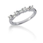 White Gold 14k Seven Crafted Diamond Wedding Ring Band with Round and Baguette Diamonds