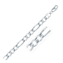 Load image into Gallery viewer, Rhodium Plated 8.8mm Sterling Silver Figaro Style Chain in Lobster Closure