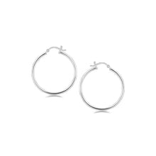Load image into Gallery viewer, Sterling Silver Thin Polished Hoop Style Earrings with Rhodium Plating (30mm)