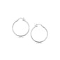 Sterling Silver Thin Polished Hoop Style Earrings with Rhodium Plating (30mm)