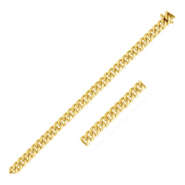 Yellow Gold 14k 5.0mm Classic Miami Cuban Solid Bracelet in Box With Tongue Clasp