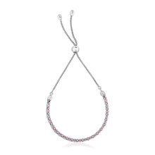 Load image into Gallery viewer, Sterling Silver 9 1/4 inch Adjustable Bracelet with Orange Cubic Zirconias