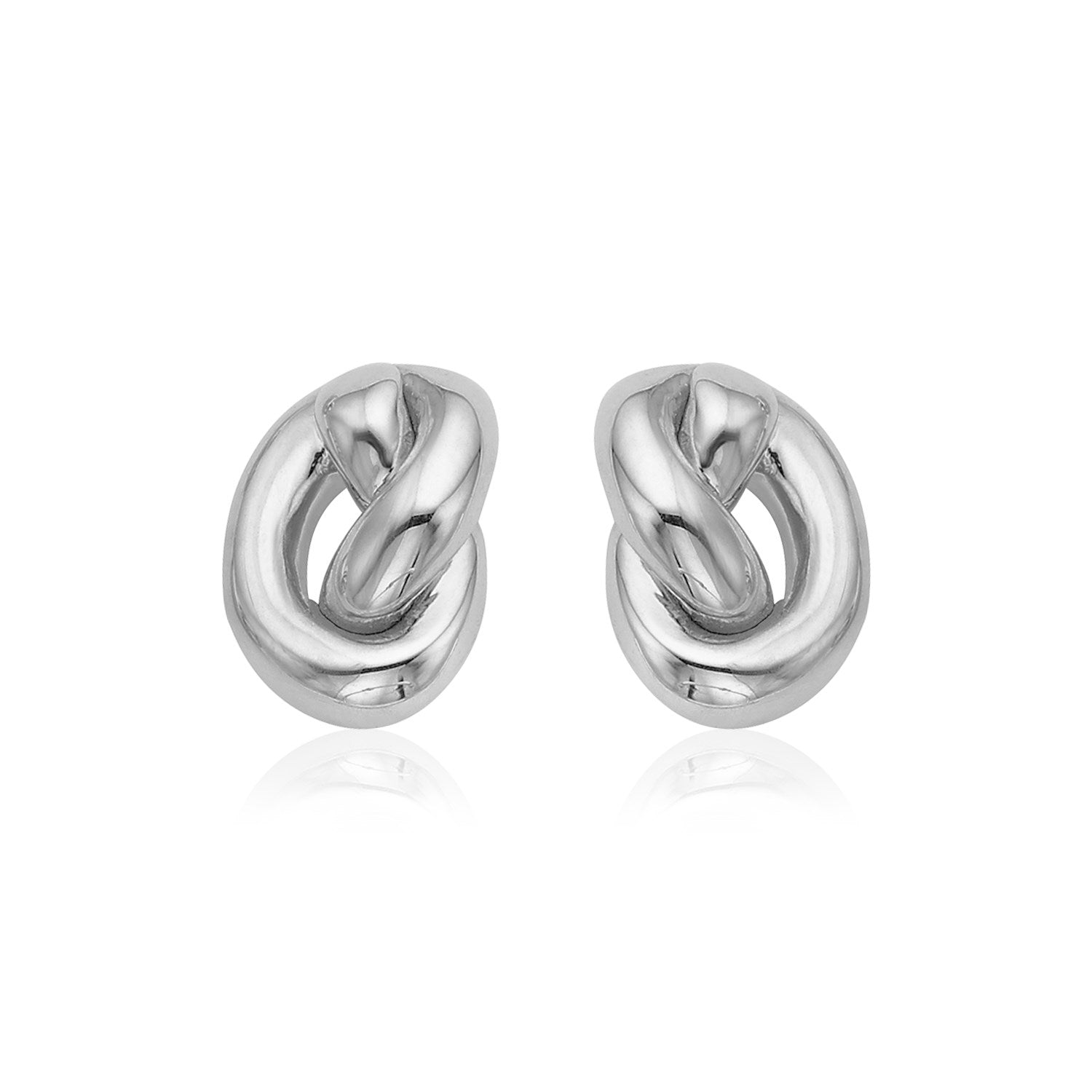 14k White Gold Polished Knot Earrings