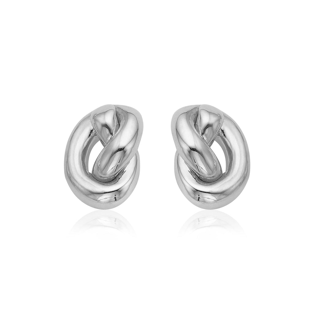 14k White Gold Polished Knot Earrings