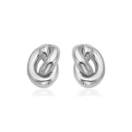 14k White Gold Polished Knot Earrings