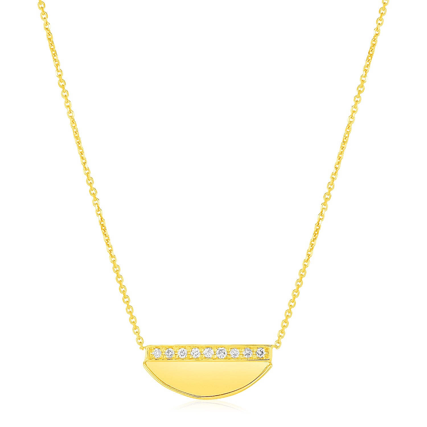 Yellow Gold 14k Stunning Half Moon Necklace with Diamonds