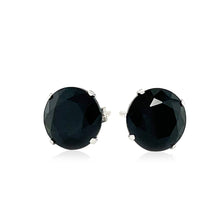Load image into Gallery viewer, White Gold 14k 8.0mm Round Black CZ Stud Earrings in Push Back Backing