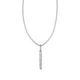 White Gold 14k Bar Pendant with Diamonds in Lobster Claw Lock