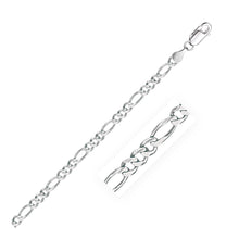 Load image into Gallery viewer, White Gold 14k 3.8mm Solid Figaro Bracelet in Lobster Claw Lock