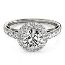 Load image into Gallery viewer, White Gold 14k Crafted Halo Style Diamond Engagement Pave Shank Ring 1 1/2 cttw