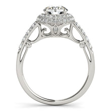 Load image into Gallery viewer, White Gold 14k Crafted Halo Style Diamond Engagement Pave Shank Ring 1 1/2 cttw