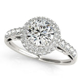 White Gold 14k Crafted Halo Style Diamond Engagement Pave Shank Ring 1 1/2 cttw