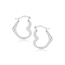 Load image into Gallery viewer, 10k White Gold Heart Hoop Earrings