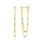 Yellow and White Gold 14k Hanging Chain Post Earrings with Bead Accents