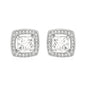 Cushion Earrings with Cubic Zirconia in Sterling Silver in Pushback Clasps