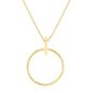 14k Yellow Gold 17 inch Necklace with Polished Ring Pendant