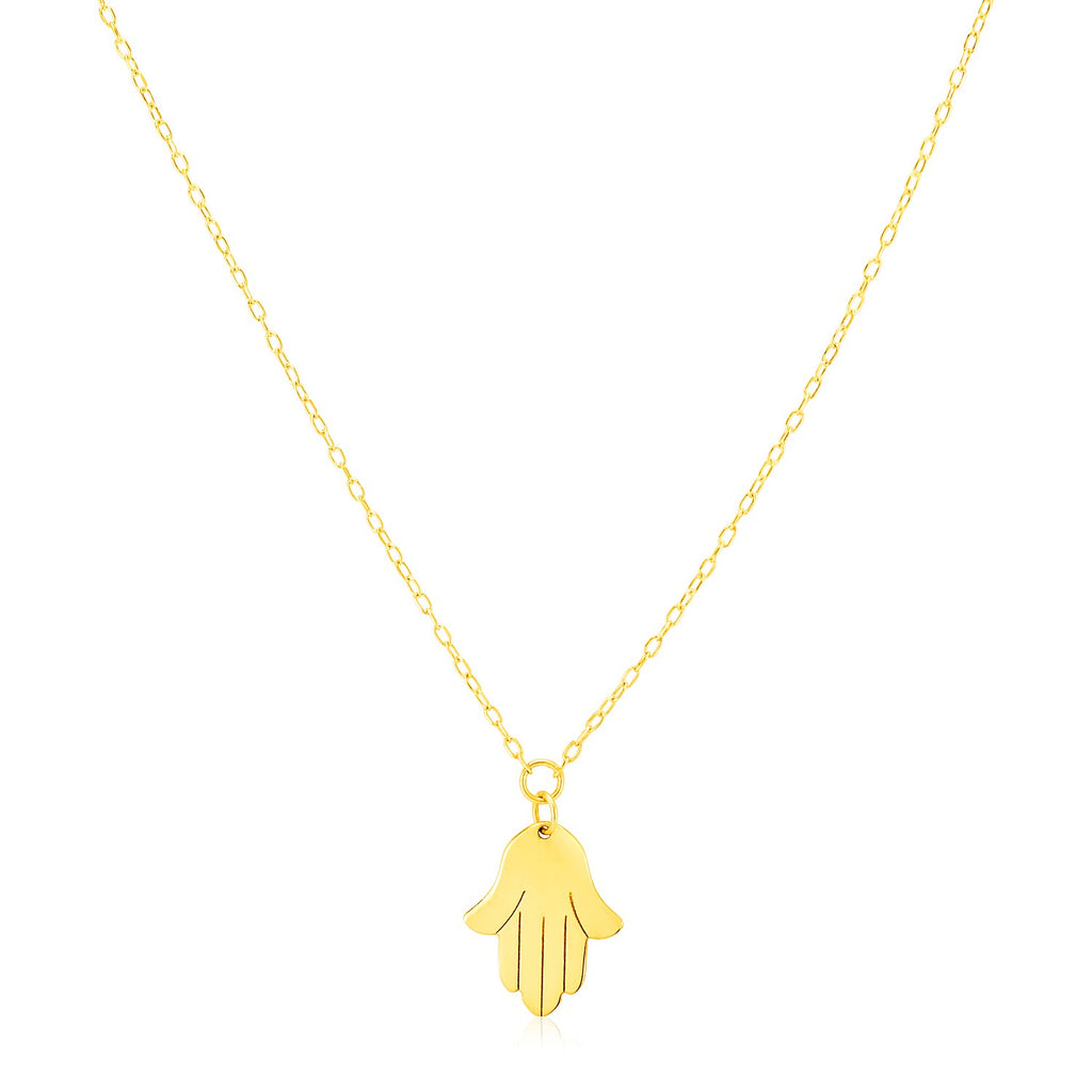 Yellow Gold 14k Hand of Hamsa Necklace in Lobster Claw Lock