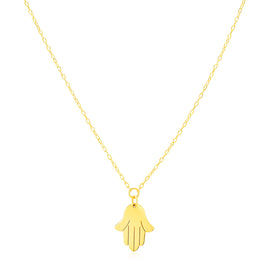 Yellow Gold 14k Hand of Hamsa Necklace in Lobster Claw Lock